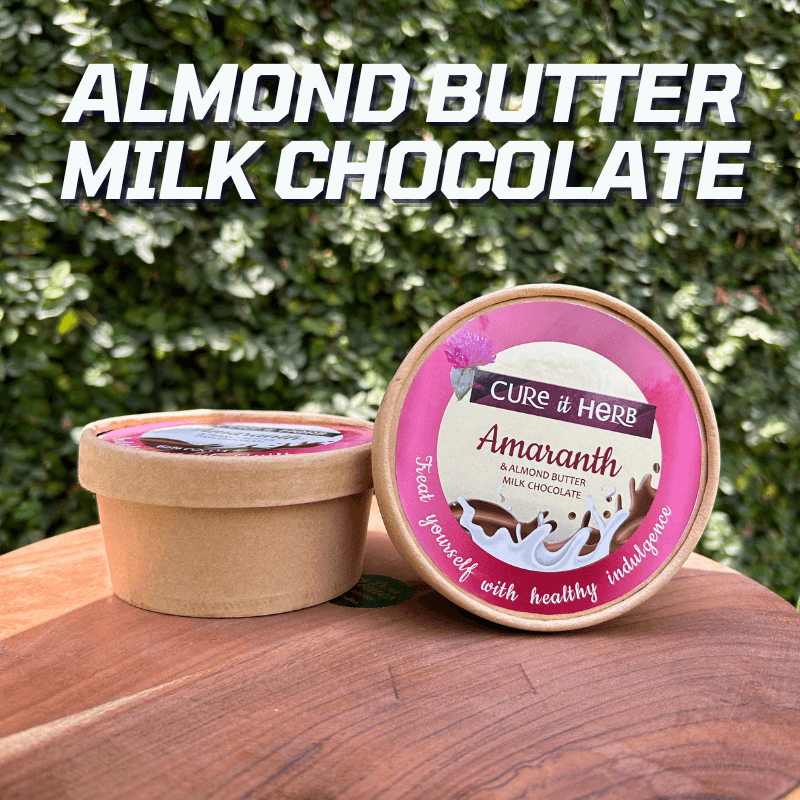 Amaranth & Almond Butter Milk Chocolate Cardboard box - Cure It Herb