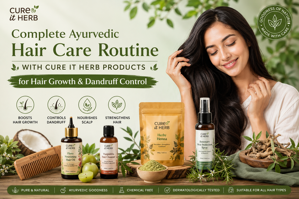 Complete Ayurvedic Hair Care Routine with Cure It Herb Products for Hair Growth & Dandruff Control